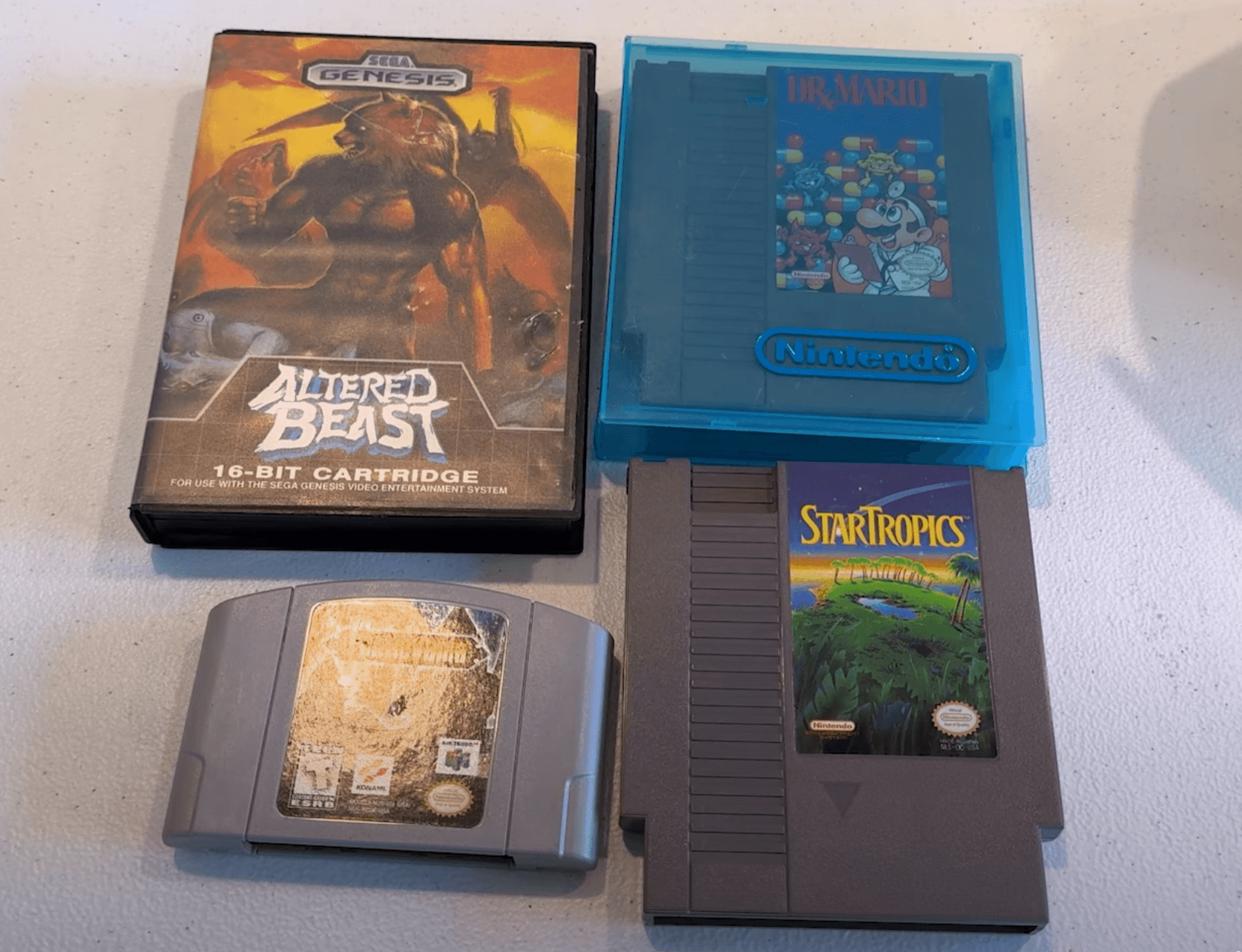 Altered Beast (Sega Genesis), Castlevania (N64), Star Tropics (NES), and Dr. Mario (NES)